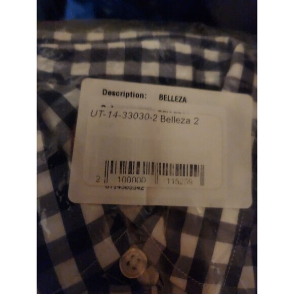 Untuckit Belleza Blue Checkered Gingham Long Sleeve Button Up Shirt Size 2 NEW - Picture 4 of 5